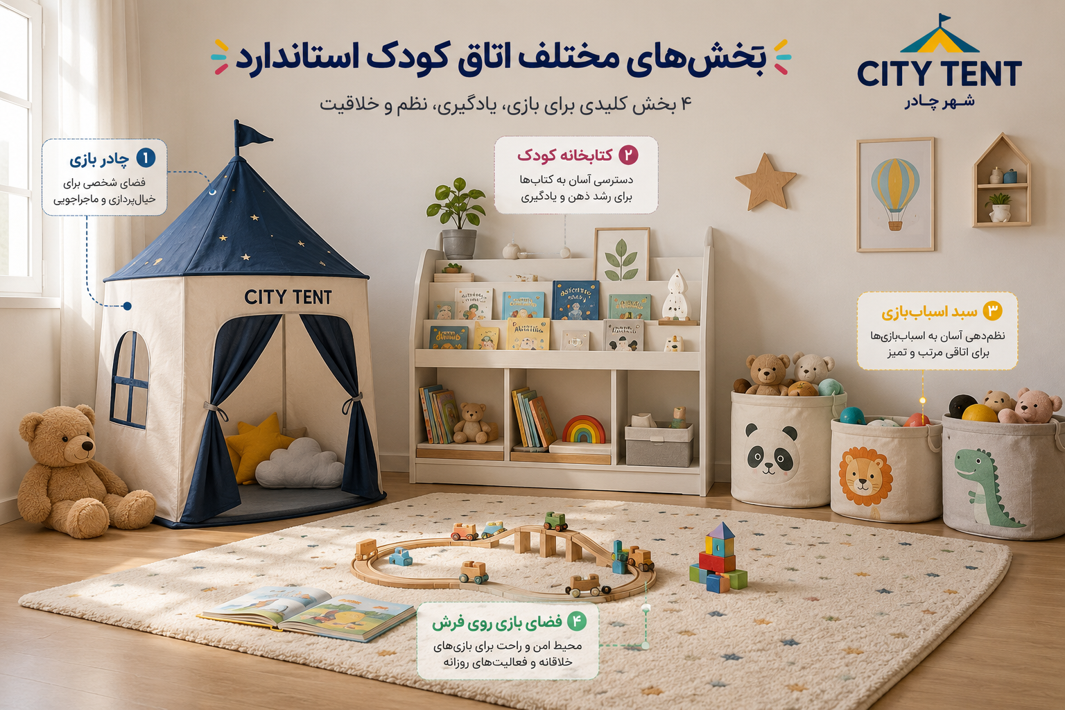 بخش های مختلف اتاق کودک استاندارد